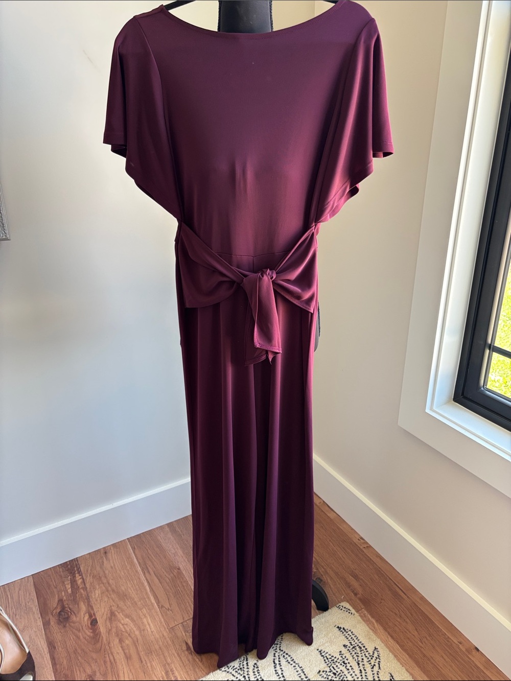 Lauren Ralph Lauren Burgundy Tie-Waist Jumpsuit